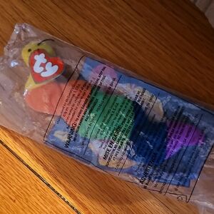 Vintage 90s Ty MCdonalds Rainbow Plush Inch Worm Beanie Baby, Still In Packaging